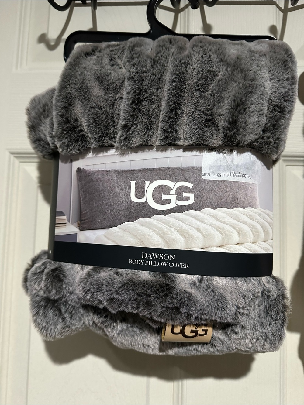 UGG Gray Faux Fur Dawson Body Pillow Cover
